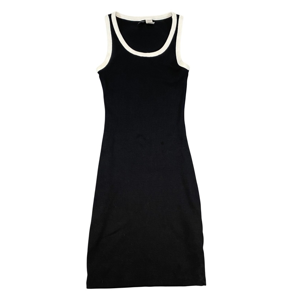 HM Divided Womens Small Black White Ringer Ribbed Tank Bodycon Mini Dress